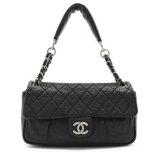 Cocomark Matelasse Chain  Shawl Leather Black Silver Metal Fittings